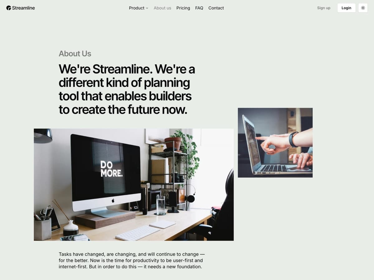 Modèle Streamline, page intérieure